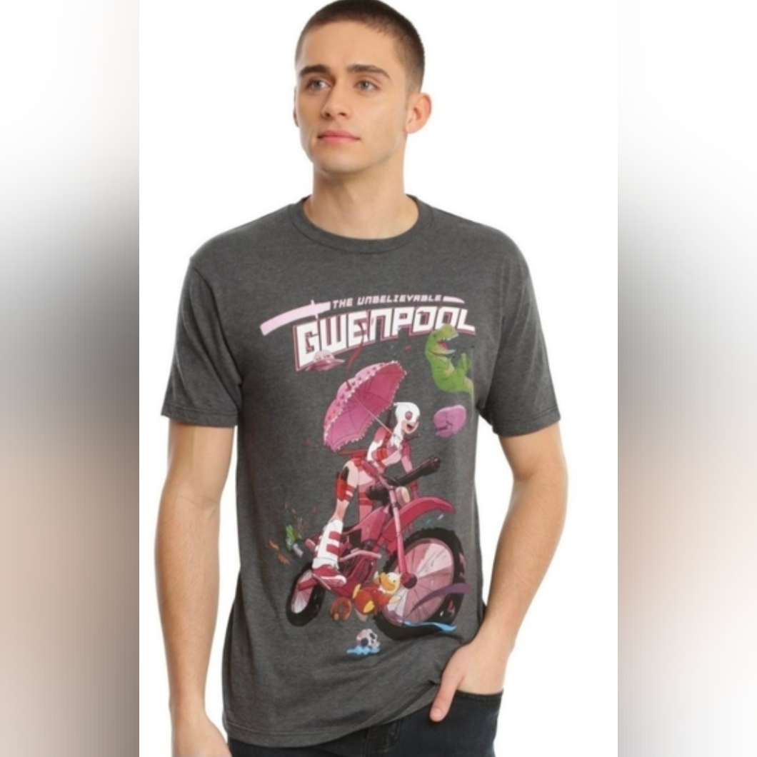 Marvel Gray "The Unbelievable Gweenpool" Short Sleeve Graphic T-Shirt Size Large